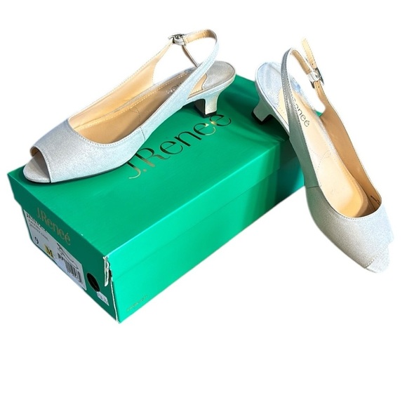 J.Renee shoes,NIB,women 9M,satin shine,Slingback,kitten heels,peep toe,prom - Picture 1 of 14